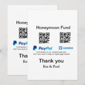 Honeymoon Fund PayPal Venmo QR code bedankt Feestdagenkaart (Voorkant / Achterkant)