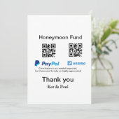 Honeymoon Fund PayPal Venmo QR code bedankt Feestdagenkaart (Staand voorkant)