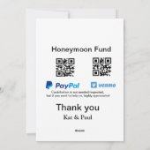 Honeymoon Fund PayPal Venmo QR code bedankt Feestdagenkaart (Achterkant)