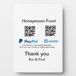 Honeymoon Fund PayPal Venmo QR code bedankt Fotoplaat