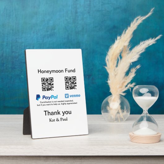 Honeymoon Fund PayPal Venmo QR code bedankt Fotoplaat (Zijkant)