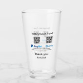 Honeymoon Fund PayPal Venmo QR code bedankt Glas (Achterkant)
