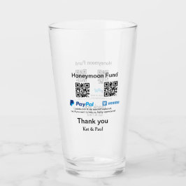 Honeymoon Fund PayPal Venmo QR code bedankt Glas