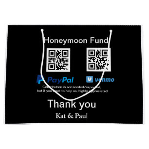 Honeymoon Fund PayPal Venmo QR code bedankt Groot Cadeauzakje