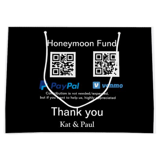 Honeymoon Fund PayPal Venmo QR code bedankt Groot Cadeauzakje (Voorkant)
