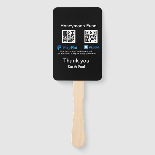 Honeymoon Fund PayPal Venmo QR code bedankt Handwaaier (Voorkant)