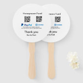 Honeymoon Fund PayPal Venmo QR code bedankt Handwaaier (Voorkant en achterkant)