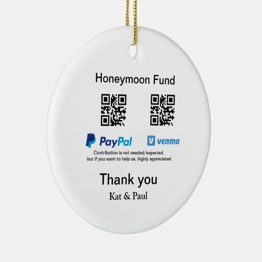 Honeymoon Fund PayPal Venmo QR code bedankt Keramisch Ornament (Rechts)