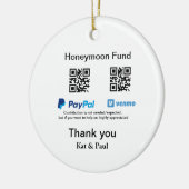 Honeymoon Fund PayPal Venmo QR code bedankt Keramisch Ornament (Links)