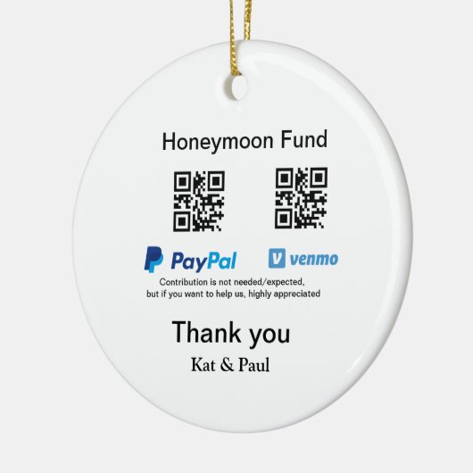 Honeymoon Fund PayPal Venmo QR code bedankt Keramisch Ornament (Links)