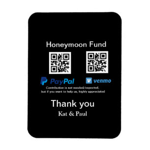 Honeymoon Fund PayPal Venmo QR code bedankt Magneet