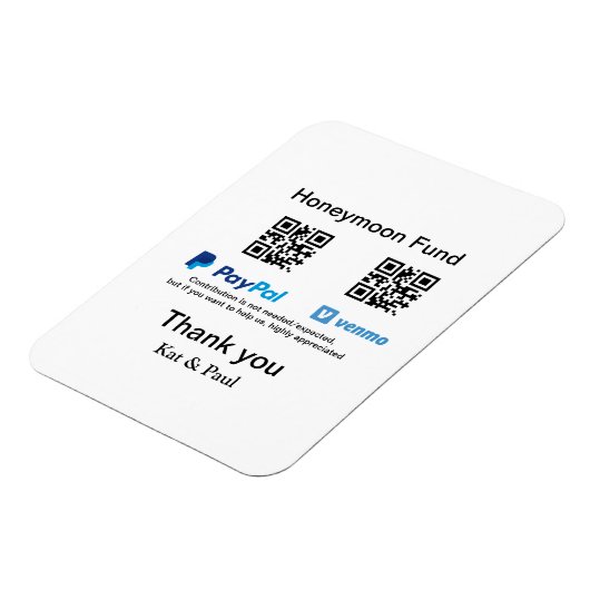 Honeymoon Fund PayPal Venmo QR code bedankt Magneet (Linkerzijde)