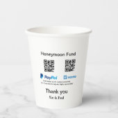 Honeymoon Fund PayPal Venmo QR code bedankt Papieren Bekers (Voorkant)