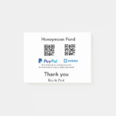 Honeymoon Fund PayPal Venmo QR code bedankt Post-it® Notes (Voorkant)