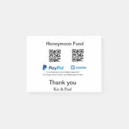 Honeymoon Fund PayPal Venmo QR code bedankt Post-it® Notes