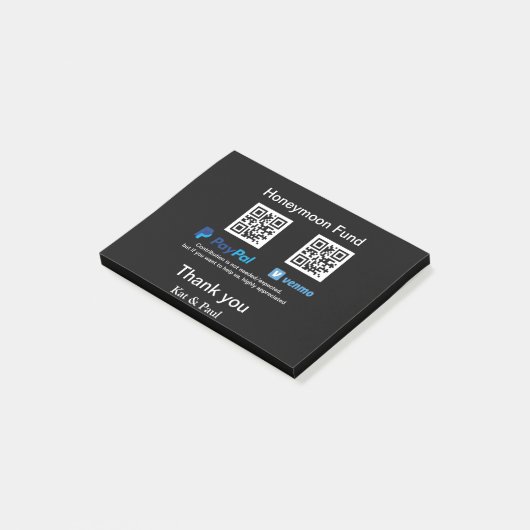 Honeymoon Fund PayPal Venmo QR code bedankt Post-it® Notes (Schuin)