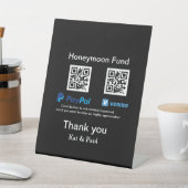 Honeymoon Fund PayPal Venmo QR code bedankt Reclamebord Met Voetstuk (Insitu)