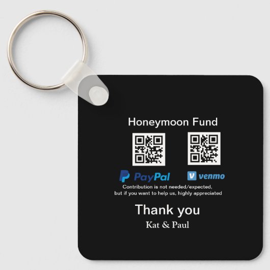 Honeymoon Fund PayPal Venmo QR code bedankt Sleutelhanger (Voorkant)