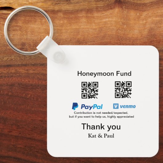 Honeymoon Fund PayPal Venmo QR code bedankt Sleutelhanger (Voorkant)