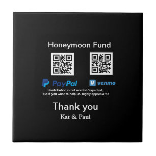 Honeymoon Fund PayPal Venmo QR code bedankt Tegeltje
