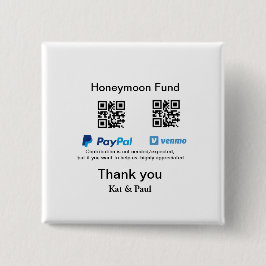 Honeymoon Fund PayPal Venmo QR code bedankt Vierkante Button 5,1 Cm