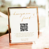 Honeymoon Fund QR-code bord, Goud Folie Effect Poster