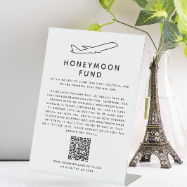 Honeymoon Fund QR Code Digital Wedding Registry Reclamebord Met Voetstuk