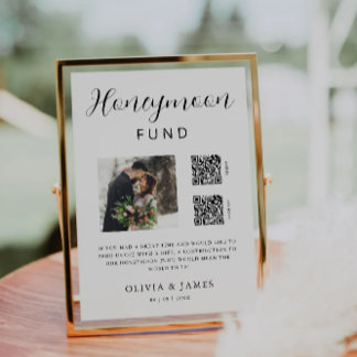 Honeymoon Fund QR-code en foto bruiloft Kaart