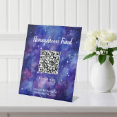 Honeymoon Fund QR Code Galaxy Sterrennacht Wedding Reclamebord Met Voetstuk
