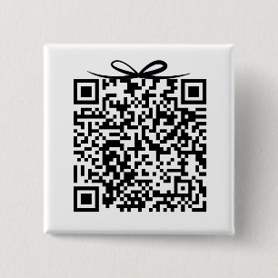 Honeymoon Fund QR-code met strik Geschenkdoos Vierkante Button 5,1 Cm
