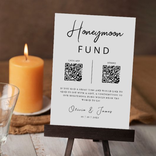 Honeymoon Fund QR Code Minimalist, bruiloft Kaart