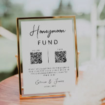 Honeymoon Fund QR Code Minimalist, bruiloft