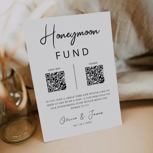 Honeymoon Fund QR Code Minimalist, bruiloft Kaart