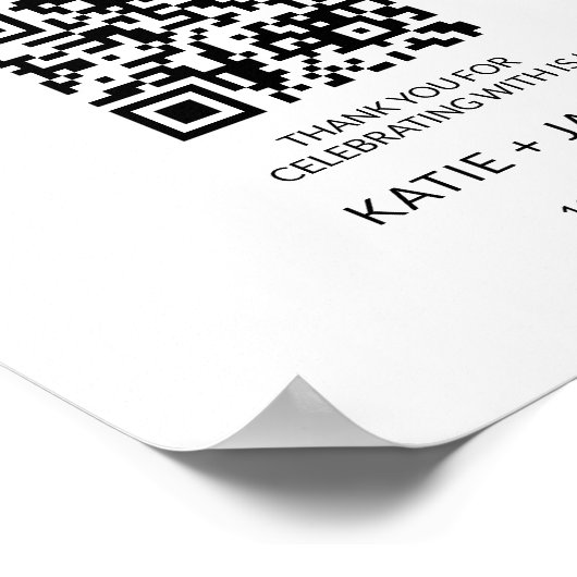 Honeymoon Fund QR Code Registry Bruiloft Wensen Poster (Hoek)