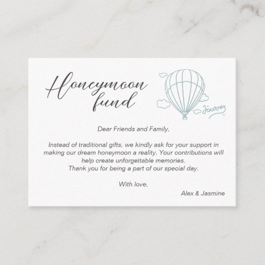 Honeymoon Fund Qr Code Reis Fonds Verzoek Cadeau Informatiekaartje (Voorkant)