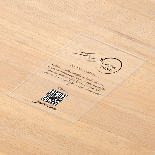 Honeymoon Fund QR Code Reisfonds Aanvraag Acryl Uitnodigingen (Laagn)