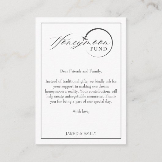 Honeymoon Fund QR Code Reisfonds Aanvraag Informatiekaartje (Voorkant)