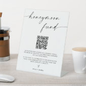 Honeymoon Fund QR Code Sign | 8x10"Moderne Huwelij Reclamebord Met Voetstuk (Insitu)