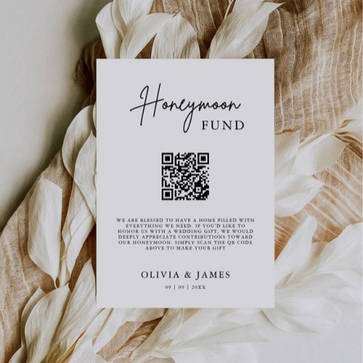 Honeymoon Fund QR Code Sign, Huwelijksreis Kaart