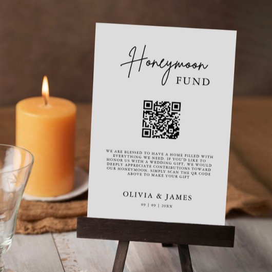 Honeymoon Fund QR Code Sign, Huwelijksreis Kaart