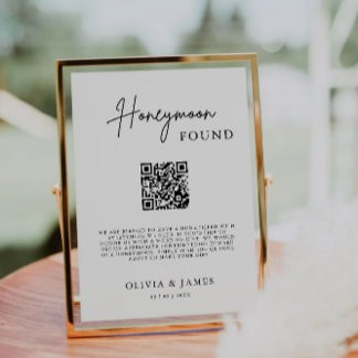 Honeymoon Fund QR Code Sign, Huwelijksreis Kaart