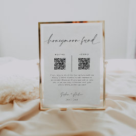 Honeymoon Fund QR Code Sign | Minimalistische brui Poster