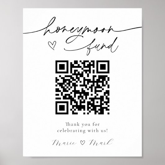 Honeymoon Fund QR Code Sign Poster (Voorkant)