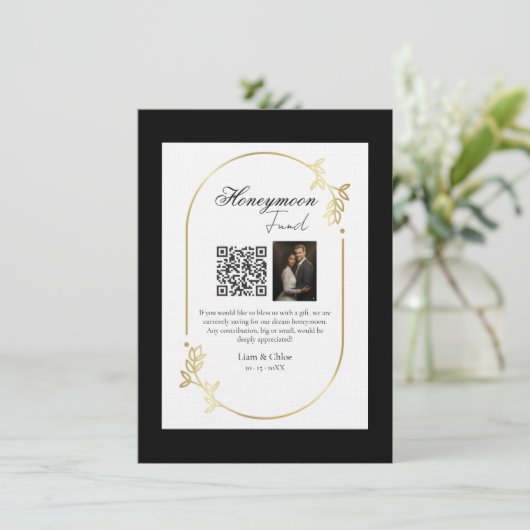 Honeymoon Fund QR Code Sign Wedding Honeymoon Kaart (Staand voorkant)