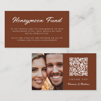 Honeymoon Fund QR Code Trouwregister Rust Brown Informatiekaartje