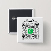 Honeymoon Fund QR Code w / boog Gift Box Vierkante Button 5,1 Cm (Voorkant /achterkant)