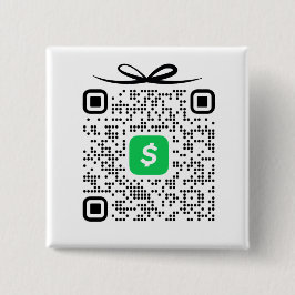 Honeymoon Fund QR Code w / boog Gift Box Vierkante Button 5,1 Cm