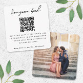 Honeymoon Fund QR Code Wedding Photo Minimal White Informatiekaartje