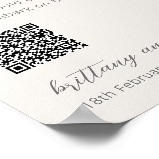 Honeymoon Fund QR Code Wedding Poster (Hoek)