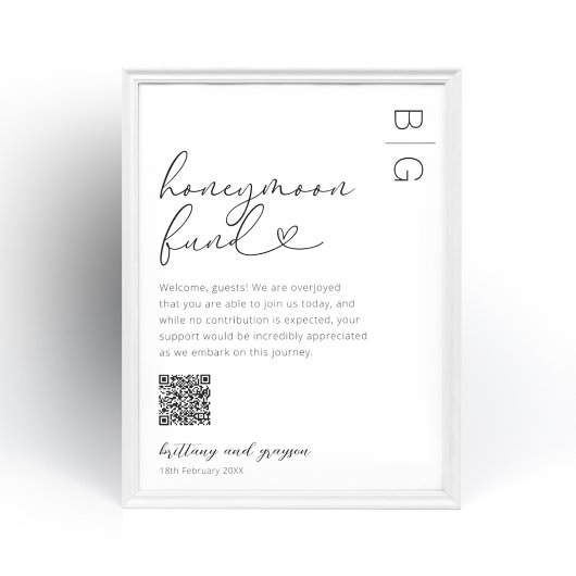 Honeymoon Fund QR Code Wedding Poster